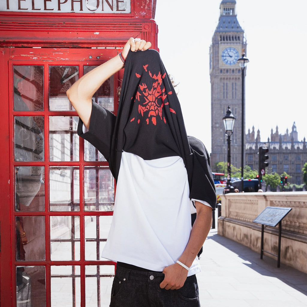 "spiderweb v2" waffle T Shirt black