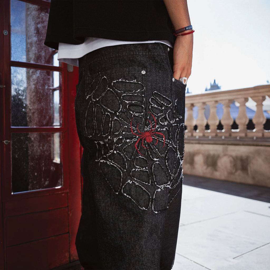"spiderweb v2" black raw Denim