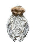 "signature II" fur hood zip up white