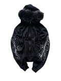 "signature II" fur hood zip up black