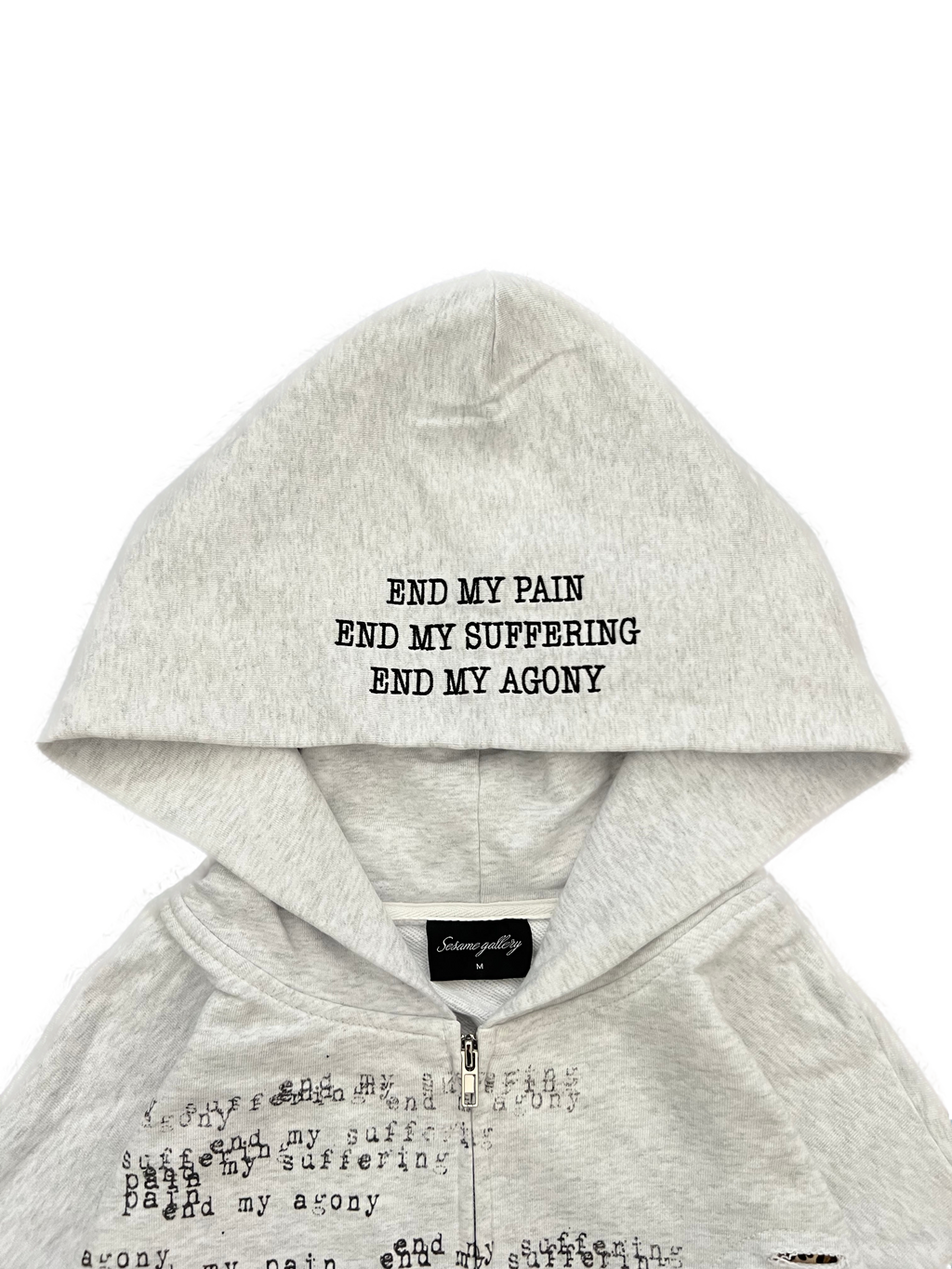 "the end" zip up grey